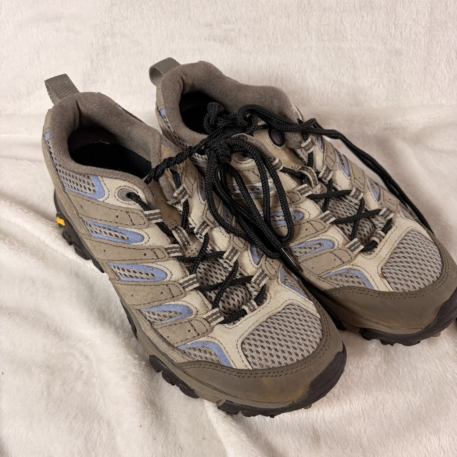 Merrell Women's Taupe And Light Blue Trail Athletic Shoes